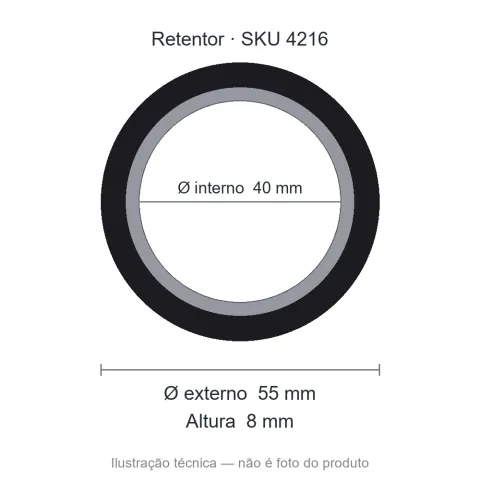 Retentor Agrícola 40 mm x 55 mm x 8 mm - 01707 BRG 40x55x8