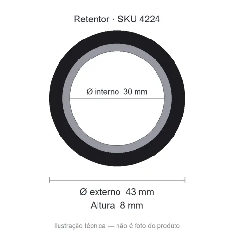 Retentor 30 mm x 43 mm x 8 mm - 7206 30x43x8