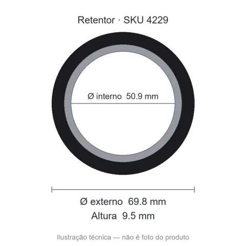 Retentor 50,9 mm x 69,8 mm x 9,5 mm - 00586 50,9x69,8x9,5 BR