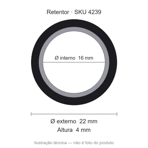 Retentor 16 mm x 22 mm x 4 mm - 5745 16x22x4 GR
