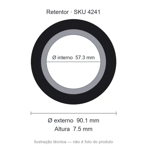 Retentor 57,3 mm x 90,1 mm x 7,5 mm - 57,30x90,10x7,50 10131