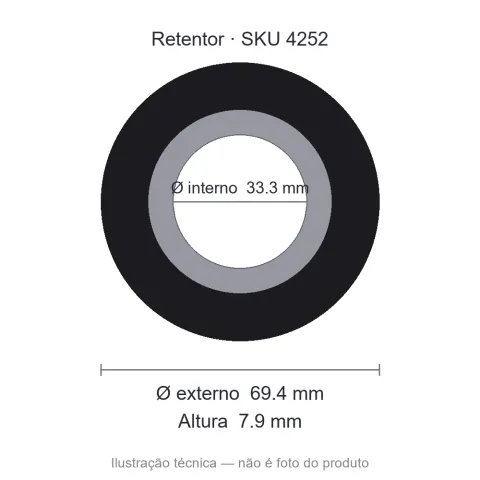 Retentor 33,3 mm x 69,4 mm x 7,9 mm - 6151 33,30x69,40x7,90 BAG