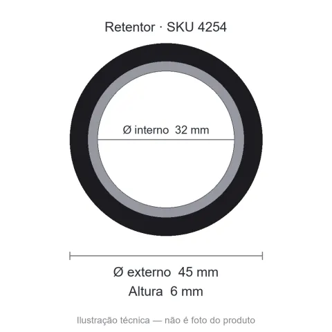 Retentor 32 mm x 45 mm x 6 mm - 01726 BR 32x45x6