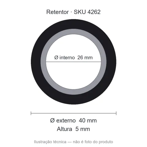 Retentor 26 mm x 40 mm x 5 mm - 01778 GR 26x40x5