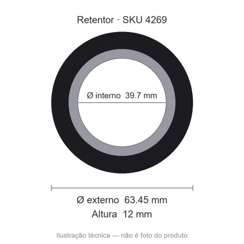 Retentor 39,7 mm x 63,45 mm x 12 mm - 01811 B 39,7x63,45x12,