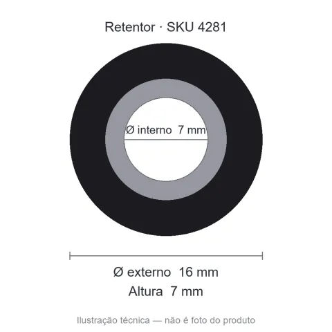 Retentor 7 mm x 16 mm x 7 mm - 02306 BRG 7x16x7