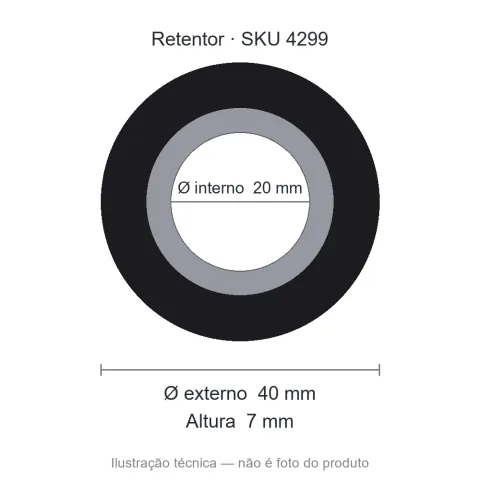 Retentor 20 mm x 40 mm x 7 mm - 02468 BRG 20x40x7