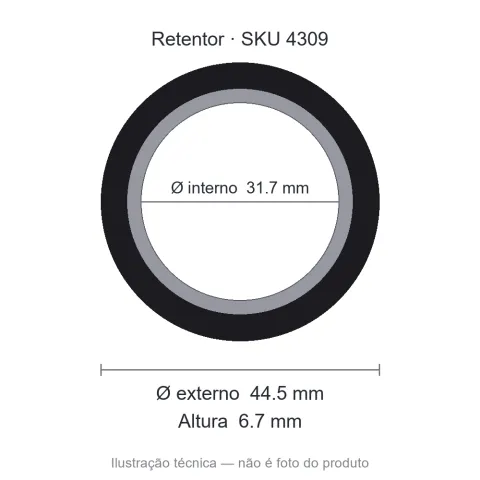 Retentor 31,7 mm x 44,5 mm x 6,7 mm - 01843 31,70x44,50x6,70 BA
