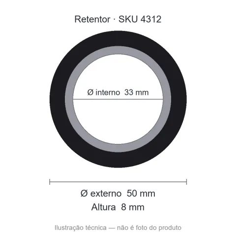 Retentor 33 mm x 50 mm x 8 mm - 01839 33x50x8 BA