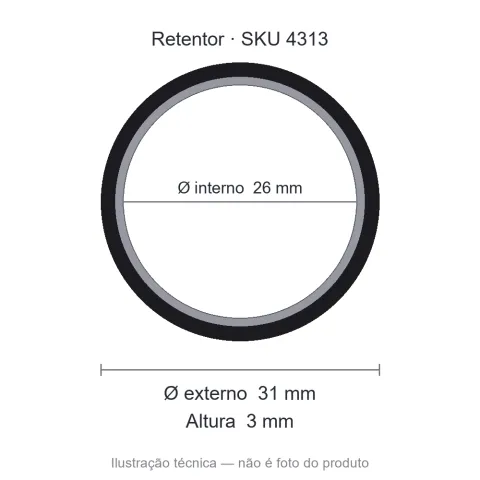 Retentor 26 mm x 31 mm x 3 mm - 01830 26x31x3 GA
