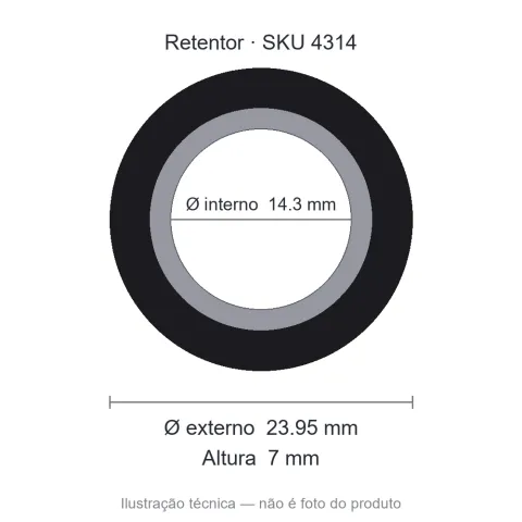 Retentor 14,3 mm x 23,95 mm x 7 mm - 14,30x23,95x7 BR