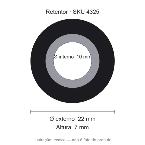 Retentor 10 mm x 22 mm x 7 mm - 01904 10x22x7