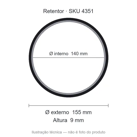 Retentor 140 mm x 155 mm x 9 mm - 140x155x9 5889 GAE