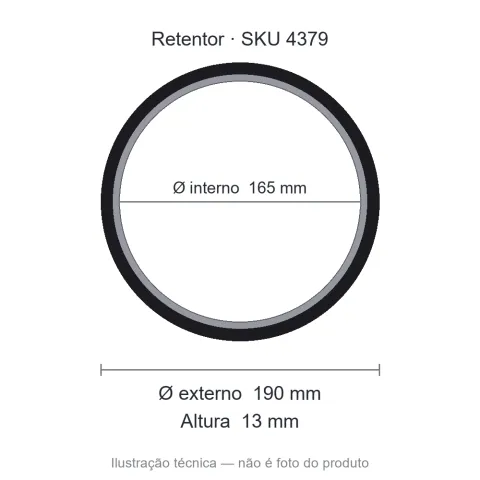 Retentor 165 mm x 190 mm x 13 mm ZSG 165x190x13 BRG Viton