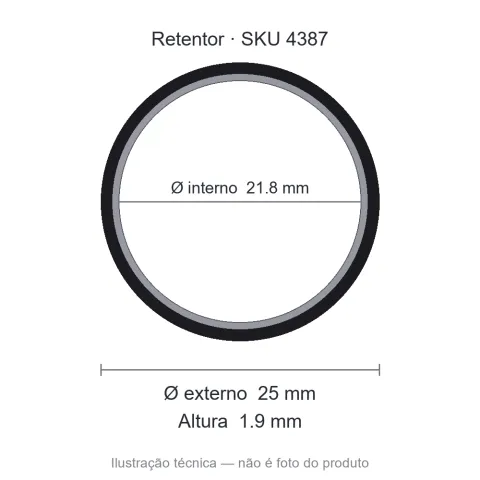 Retentor 21,8 mm x 25 mm x 1,9 mm - 02073 21,8x25x1,9 GA