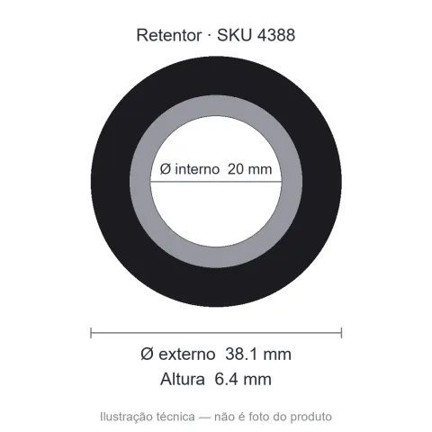 Retentor 20 mm x 38,1 mm x 6,4 mm - 02072 20x38,1x6,4 BAP