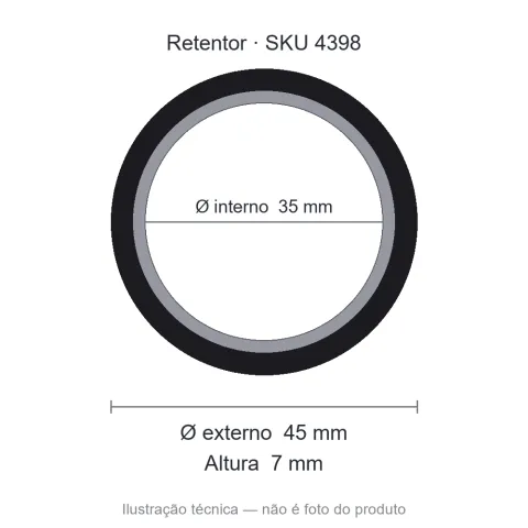 Retentor 35 mm x 45 mm x 7 mm - 00822 BA 35x45x7