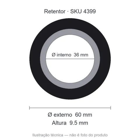 Retentor Industrial 36 mm x 60 mm x 9,5 mm - 00819 BRG 36x60x9,5