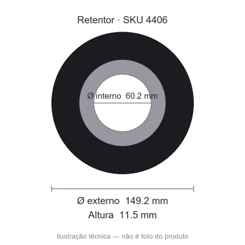 Retentor 60,2 mm x 149,2 mm x 11,5 mm - 01028 BR 60,20x149,20x11,50