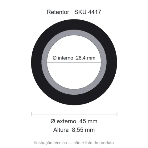 Retentor 28,4 mm x 45 mm x 8,55 mm - 01188 BR 28,4x45x8,55