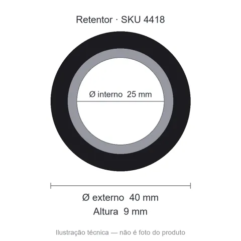 Retentor 25 mm x 40 mm x 9 mm - 02148 25x40x9