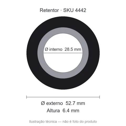 Retentor 28,5 mm x 52,7 mm x 6,4 mm - 00574 BR 28,5x52,7x6,4