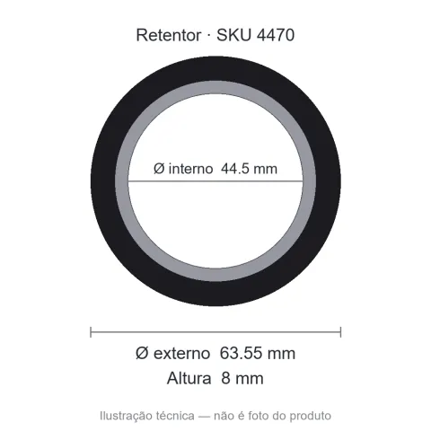 Retentor 44,5 mm x 63,55 mm x 8 mm - 02104 44,50x63,55x8