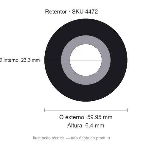 Retentor 23,3 mm x 59,95 mm x 6,4 mm - 01613 23,30x59,95x6,40 GA