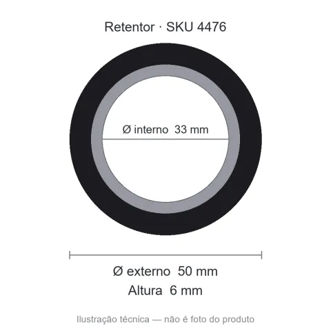 Retentor 33 mm x 50 mm x 6 mm - 01603 33x50x6 BRG