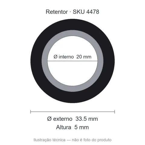 Retentor 20 mm x 33,5 mm x 5 mm - 01610 20x33,5x5 F