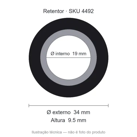 Retentor 19 mm x 34 mm x 9,5 mm - 02251 BR 19x34x9,5