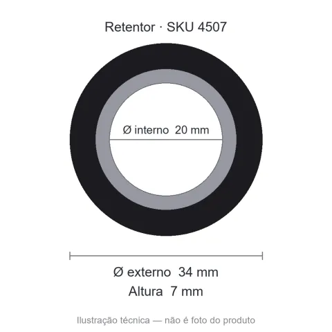 Retentor Automotivo 20 mm x 34 mm x 7 mm - 02311 BR 20x34x7
