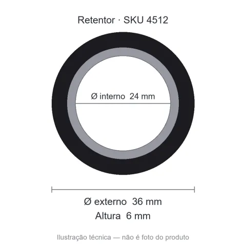 Retentor 24 mm x 36 mm x 6 mm - 01666 24x36x6 BR