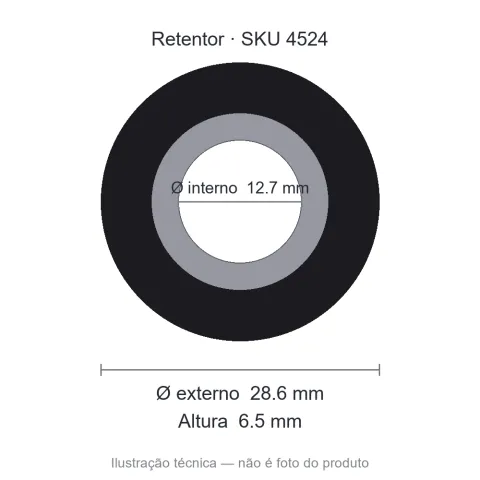 Retentor 12,7 mm x 28,6 mm x 6,5 mm - 12,70x28,60x6,50 01957 BA