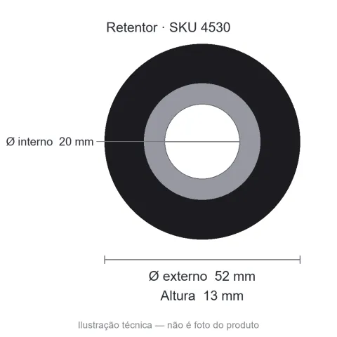 Retentor 20 mm x 52 mm x 13 mm - 02332 GAO 20x52x13