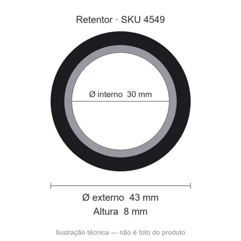 Retentor 30 mm x 43 mm x 8 mm - 7206 LX 30x43x8