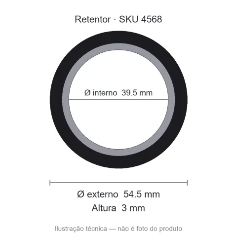 Retentor 39,5 mm x 54,5 mm x 3 mm - 01276 39,50x54,50x3x16 GRE