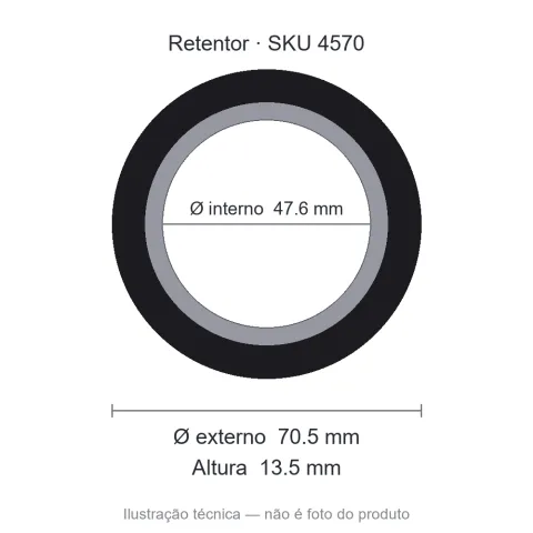 Retentor 47,6 mm x 70,5 mm x 13,5 mm - 01369 47,6x70,5x13,5 BA