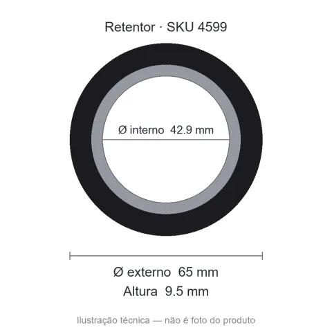 Retentor 42,9 mm x 65 mm x 9,5 mm - 01899 BRGE 42,90x65x9,5x12