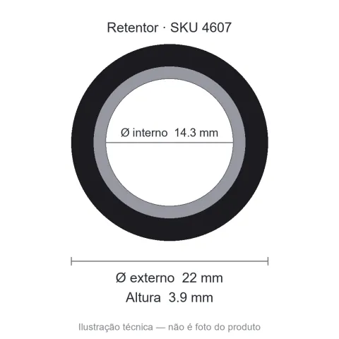 Retentor 14,3 mm x 22 mm x 3,9 mm - 14,3x22x3,9 01977 BRG