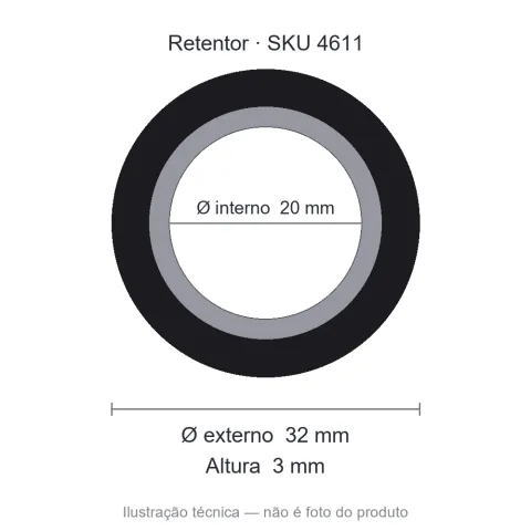 Retentor 20 mm x 32 mm x 3 mm - 20x32x3/10,70 01987 Nbrt.b