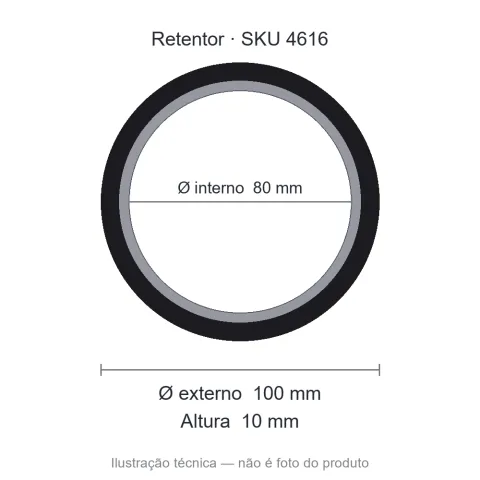 Retentor 80 mm x 100 mm x 10 mm - 80x100x10 00064