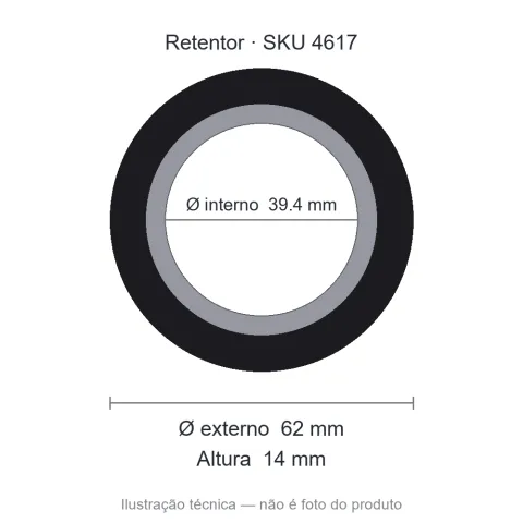 Retentor 39,4 mm x 62 mm x 14 mm - 39,4x62x14 00066 B