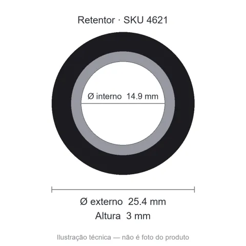 Retentor 14,9 mm x 25,4 mm x 3 mm - 14,90x25,4x3 00088 GAE