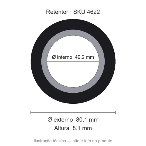 Retentor 49,2 mm x 80,1 mm x 8,1 mm - 49,2x80,10x8,1 00078 BAE