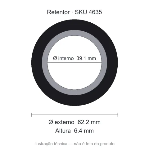 Retentor 39,1 mm x 62,2 mm x 6,4 mm - 39,1x62,2x6,4 00373