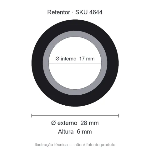 Retentor 17 mm x 28 mm x 6 mm - 01072 17x28x6 BR