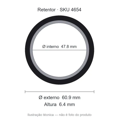 Retentor 47,8 mm x 60,9 mm x 6,4 mm - 47,8x60,9x6,4 00220 BAE