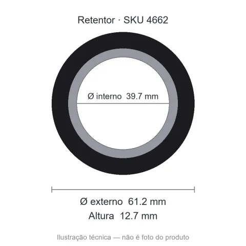 Retentor 39,7 mm x 61,2 mm x 12,7 mm - 39,70x61,20x12,70 00016