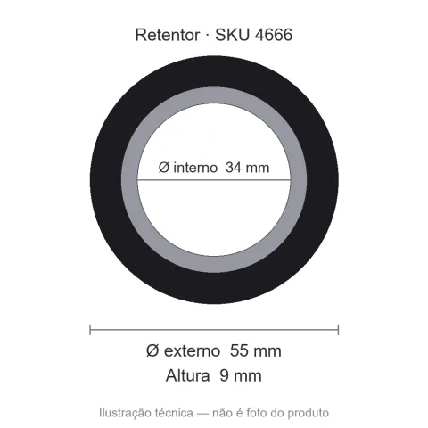 Retentor 34 mm x 55 mm x 9 mm - 34x55x9 00034 B